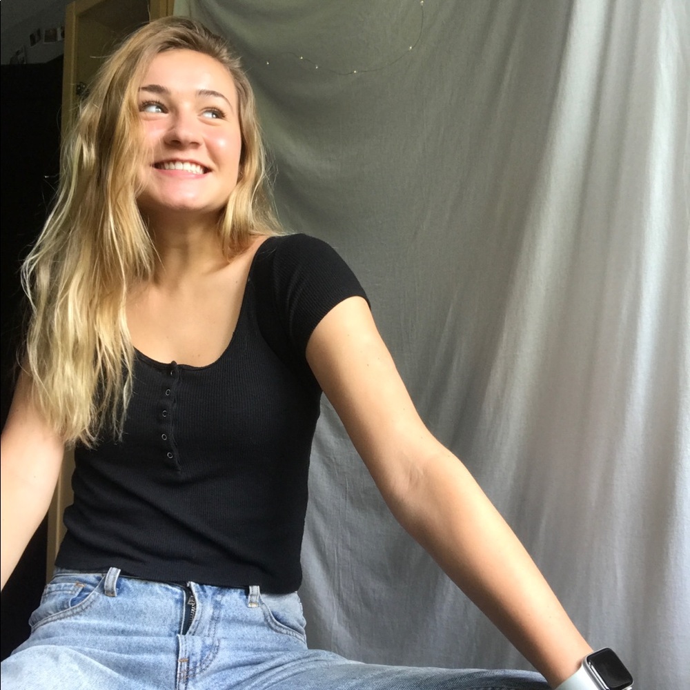 Brandy Melville Black Button Top